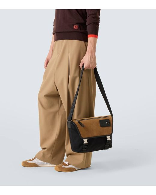 Loewe Black Flex Medium Canvas And Suede Messenger Bag for men