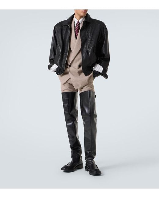 Saint Laurent Black Leather Bomber Jacket for men