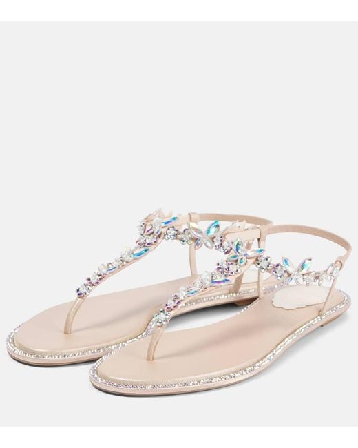 Sandalias De Saten Adornadas Rene Caovilla de color White