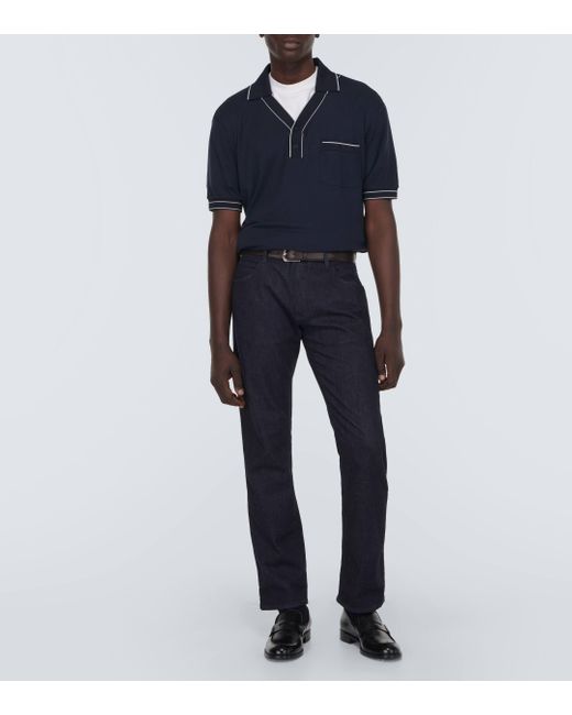 Giorgio Armani Blue Jersey Polo Shirt for men