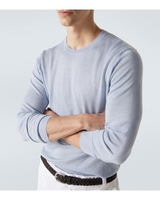 Fedeli Blue Argentina Cashmere And Silk Sweater for men