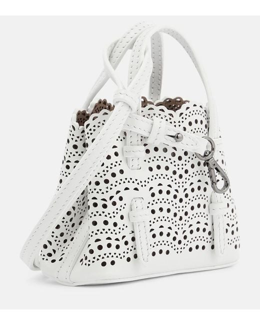 Alaïa White Mina Mini Leather Crossbody Bag