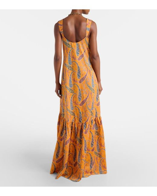 Etro Metallic Printed Cotton Cady Maxi Dress