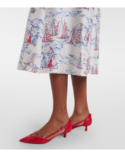 Emilia Wickstead White Khloe Printed Wool Midi Dress