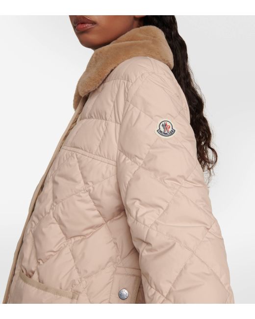 Moncler Brown Cygne Faux Shearling-trimmed Down Jacket