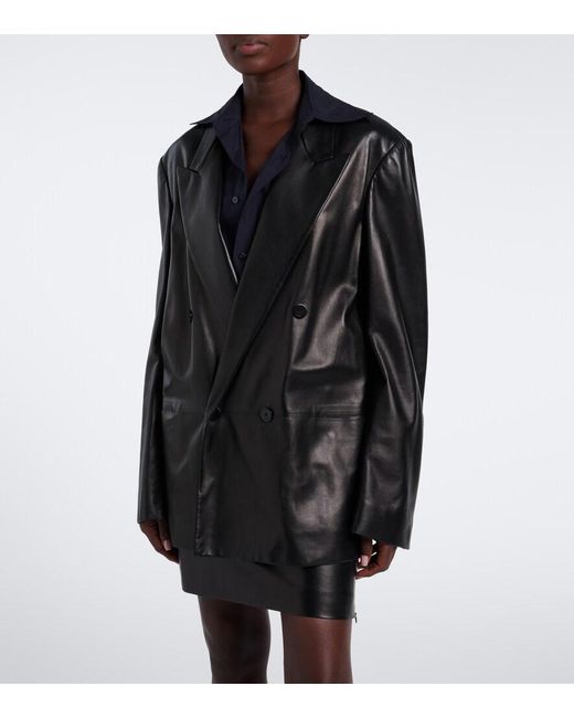 Gucci Black Double-Breasted Leather Jacket