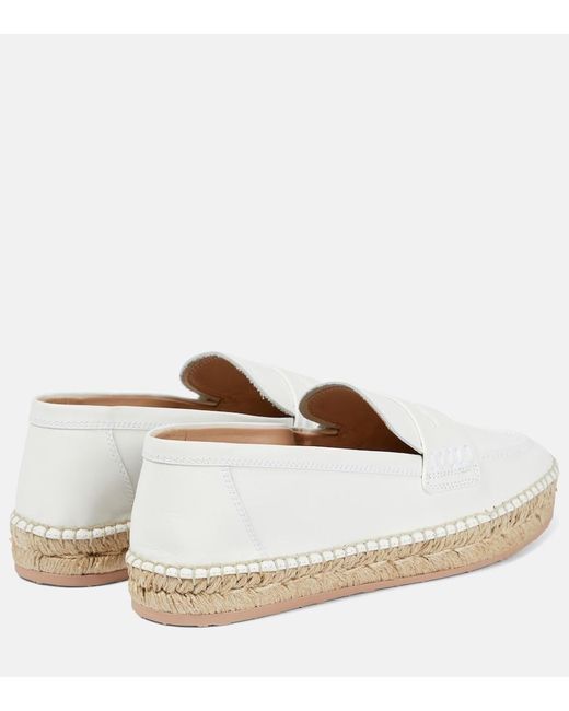 Gianvito Rossi White Lido Leather Espadrille Loafers