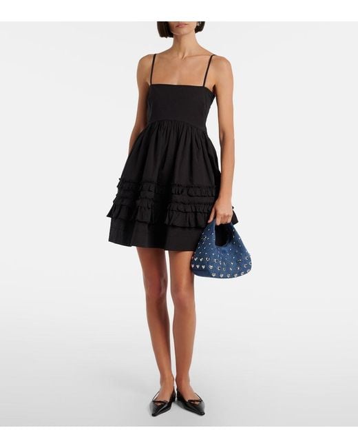 Ganni Blue Mini Studded Denim Top-Handle Bag