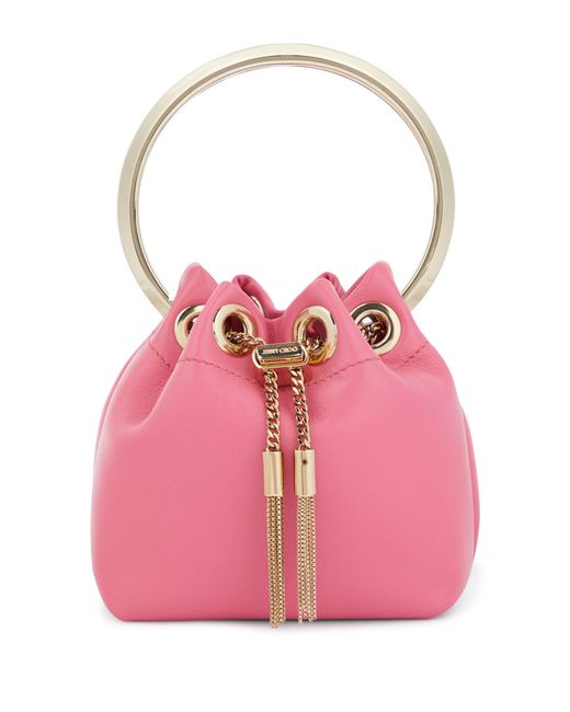 Jimmy Choo Bon Bon Micro Leather Bucket Bag in Pink | Lyst
