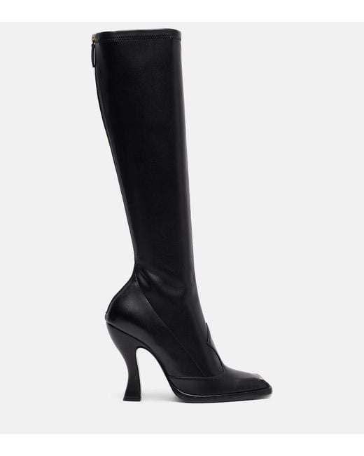 Etro Black Studded Leather Knee-High Boots
