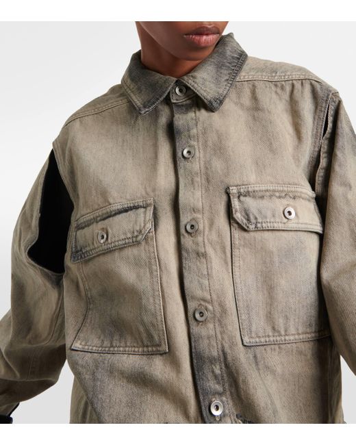 Rick Owens Gray Drkshdw Cropped Denim Shirt Jacket