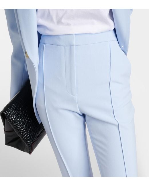 Veronica Beard Blue Tani Cropped High-Rise Flared Pants