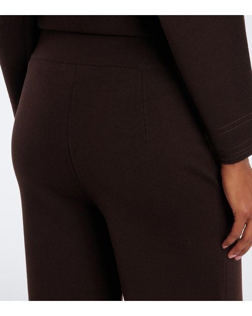 Max Mara Black Knitted Wool-Blend Wide-Leg Pants