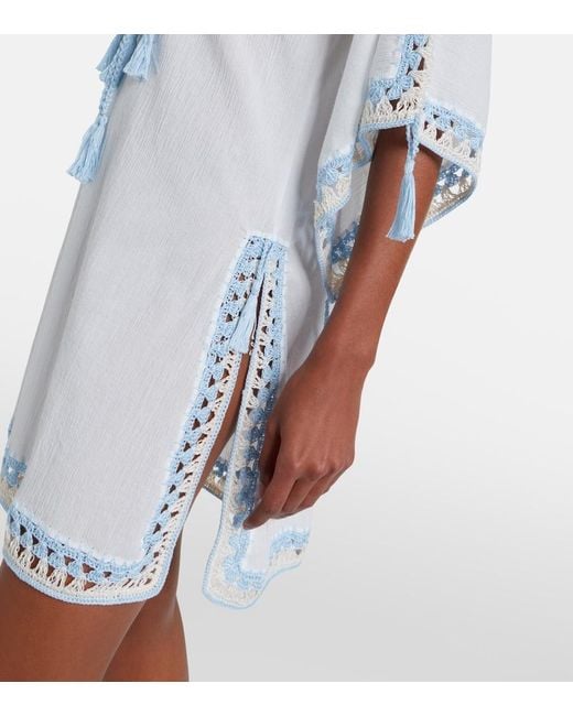 Caftan De Algodon Con Croche Anna Kosturova de color White