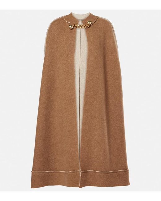 Stella McCartney Brown Wool-Blend Boucle Cape