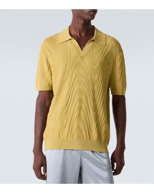 Frescobol Carioca Yellow Rino Cotton And Silk Jacquard Polo Shirt for men