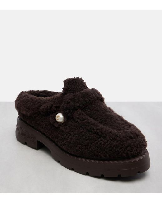 Jimmy Choo Black Shea Shearling Platform Mules