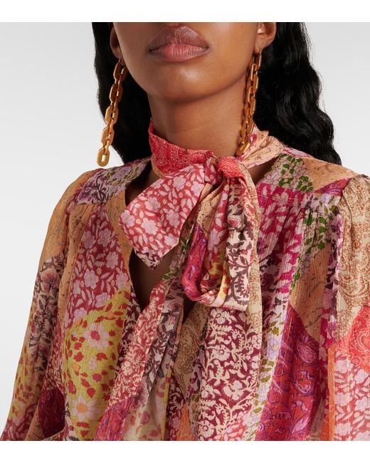 Rixo Pink Jovie Patchwork Top