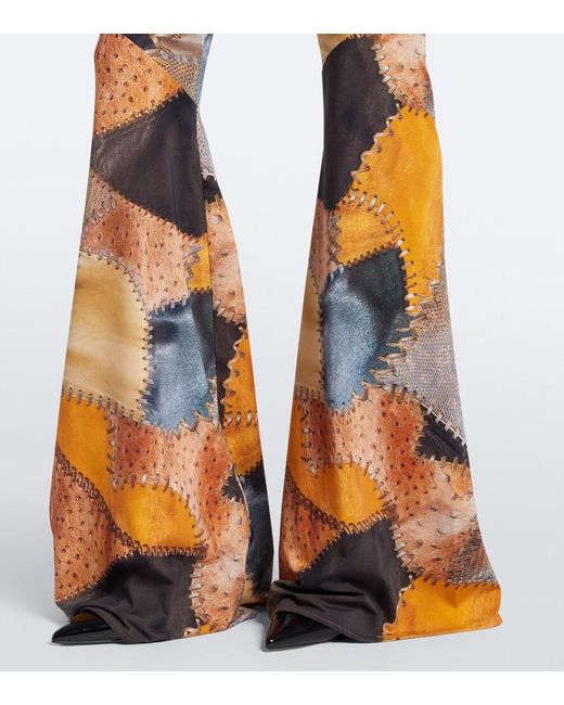 Roberto Cavalli Brown Trompe L'Oil Flared Pants