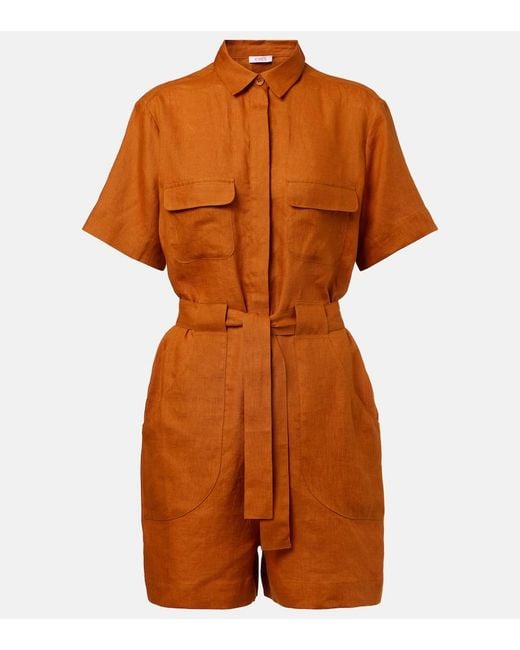 Eres Orange Genereux Linen Romper