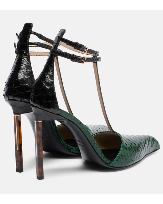 Tom Ford Green Snake-Effect Leather Pumps