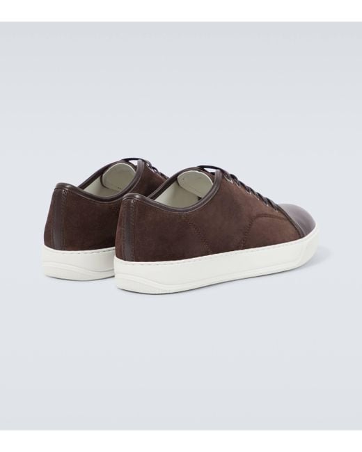 Lanvin Brown Dbb1 Leather-trimmed Suede Sneakers for men