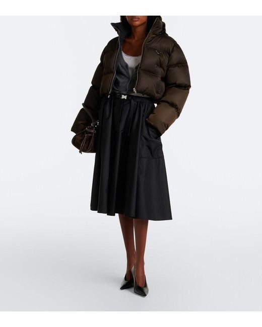 Prada Black Cropped Re-Nylon Down Jacket