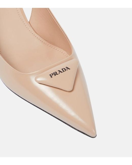 Prada Natural Leather Slingback Pumps