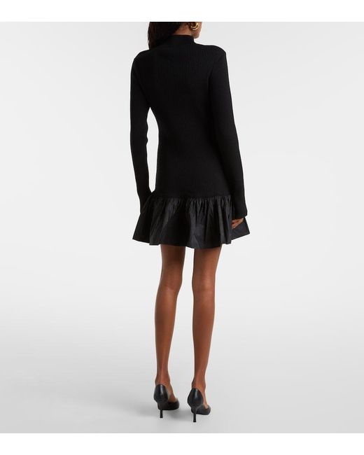 Patou Black Ruffled Wool Minidress