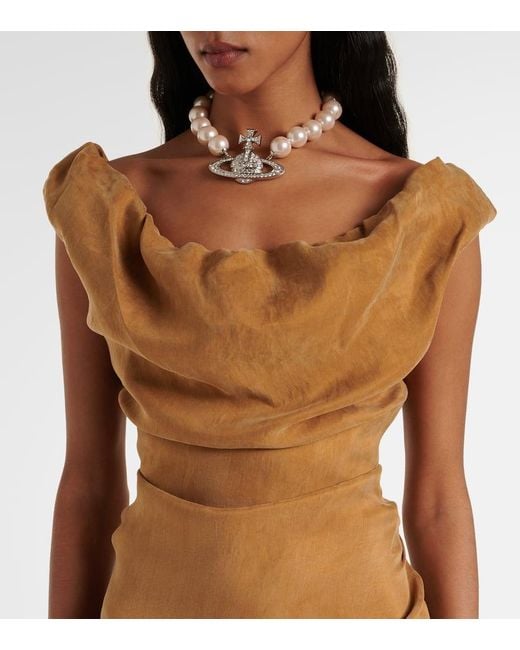 Abito Lungo Ginnie Con Ruches di Vivienne Westwood in Brown
