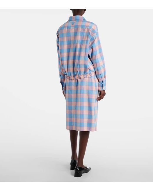 Chemise En Coton A Carreaux Prada en coloris Blue