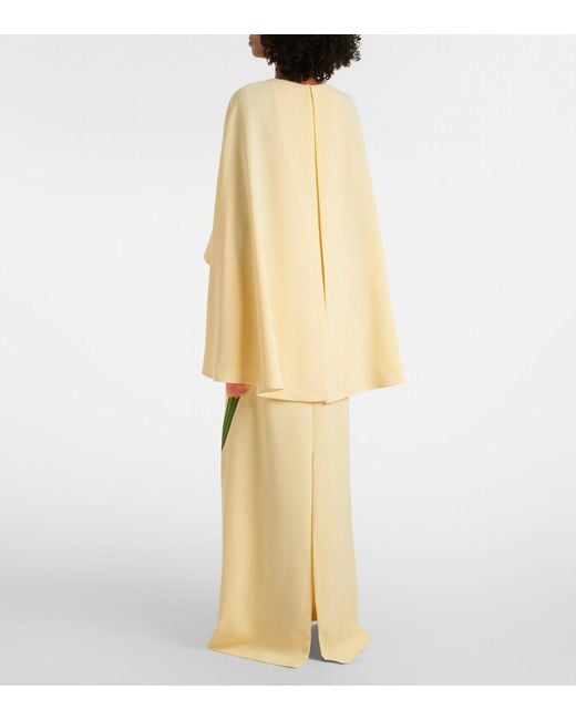 Costarellos Metallic Meena Floral Crepe Gown