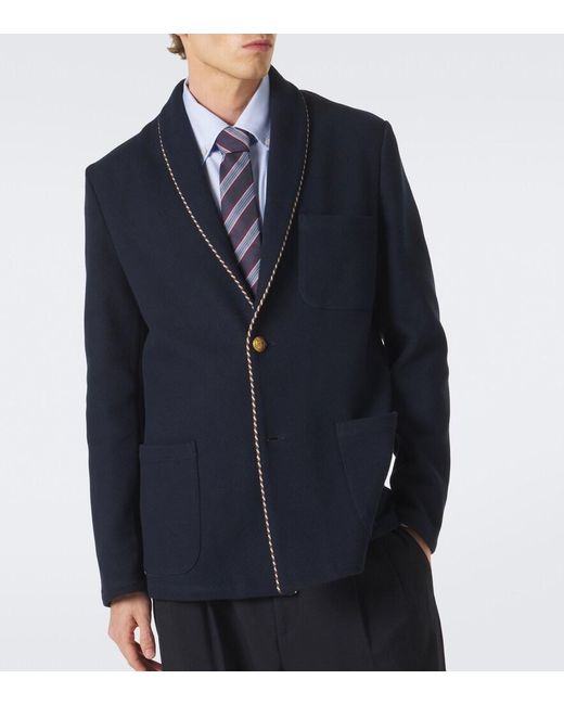 Valentino Blue Cotton Twill Blazer for men