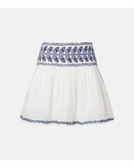 Isabel Marant White Picadilia Embroidered Cotton Miniskirt