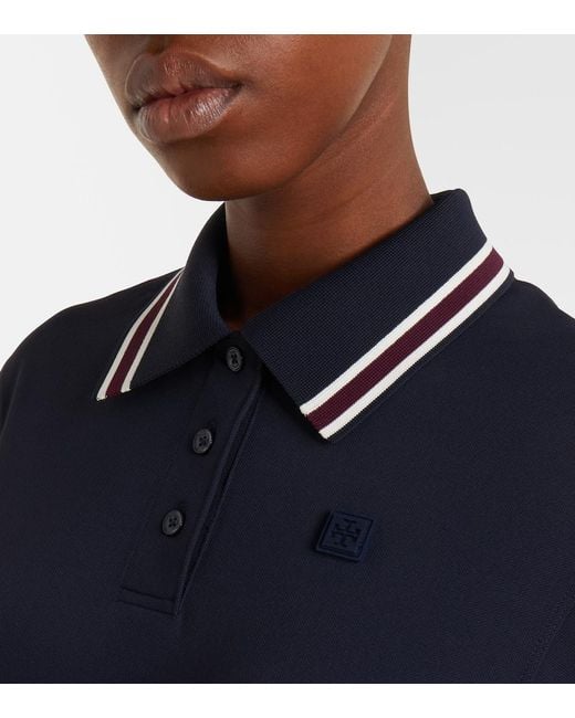 Tory Burch Blue Striped Pleated Polo Dress