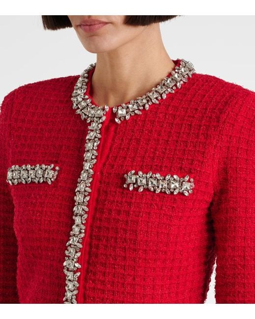 Self-Portrait Textured Knit Cardigan With Cropped Silhouette