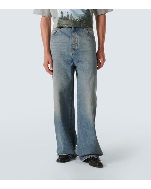 Loewe Blue Faded Wide-Leg Jeans for men