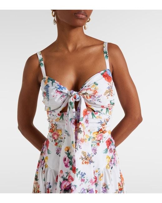 Camilla White Floral Cotton-Blend Midi Dress