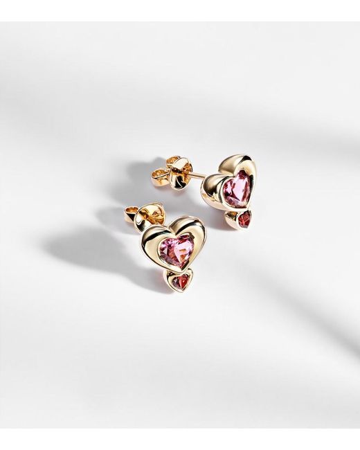 Roxanne First Pink 14Kt Single Earring With Tourmaline And Garnet