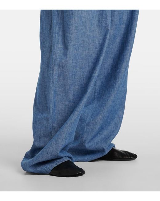 The Row Blue Rufos Twill Wide-Leg Pants