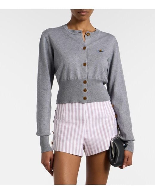 Vivienne Westwood Gray Bea Cropped Cotton And Cashmere Cardigan