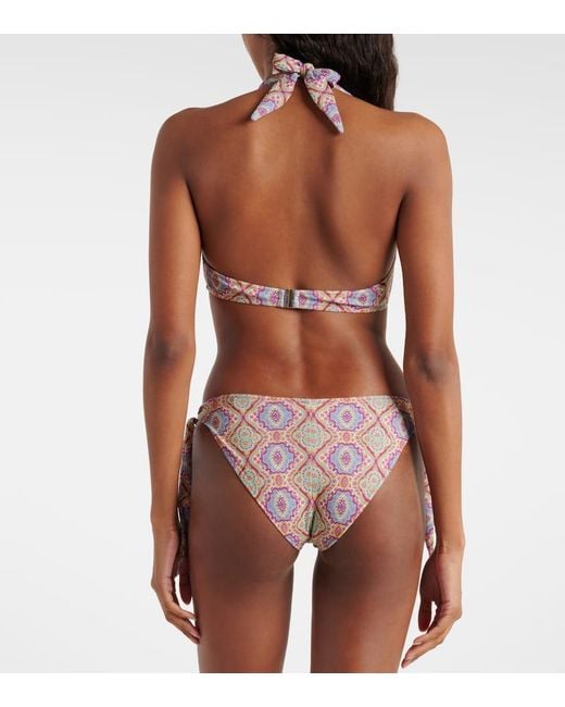 Bikini con stampa e scollo all'americana di Etro in Pink