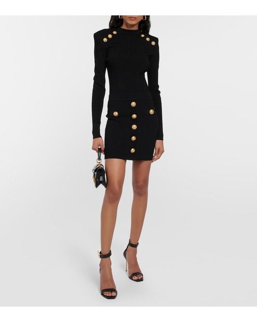 Round-Neck Knitwear Balmain en coloris Black