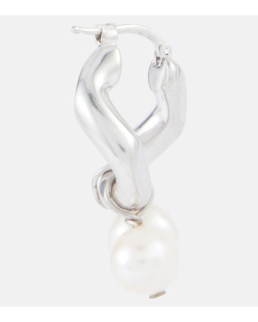 Jil Sander White Pearl Hoop Earrings