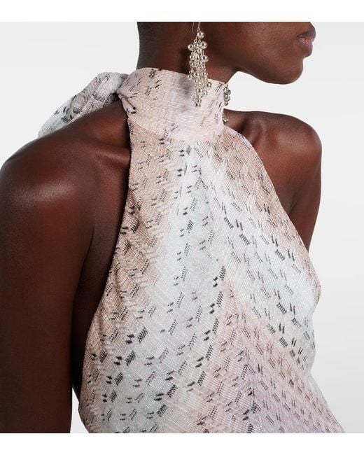 Missoni White Zig Zag Halterneck Maxi Dress