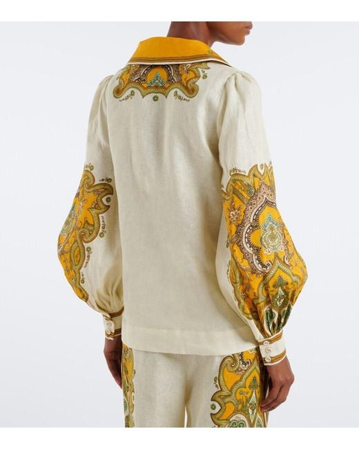 ALÉMAIS Metallic Porter Printed Linen Blouse