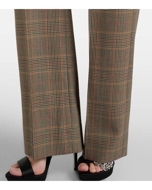 Alexander McQueen Brown Gerade High-Rise-Hose Country Check Aus Wolle