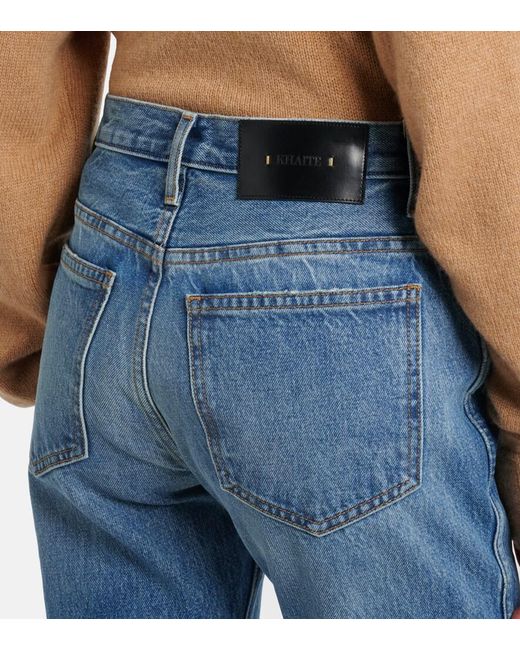 Khaite Blue Finley Cropped Straight Jeans