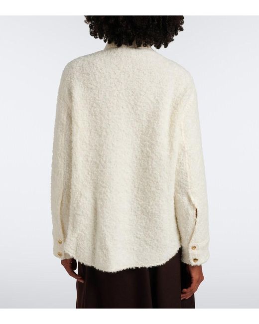 Moncler Natural Boucle Zip-Up Jacket