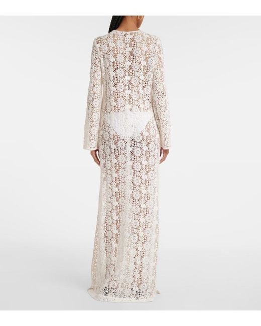 Nili Lotan White Cotton Lace Maxi Dress